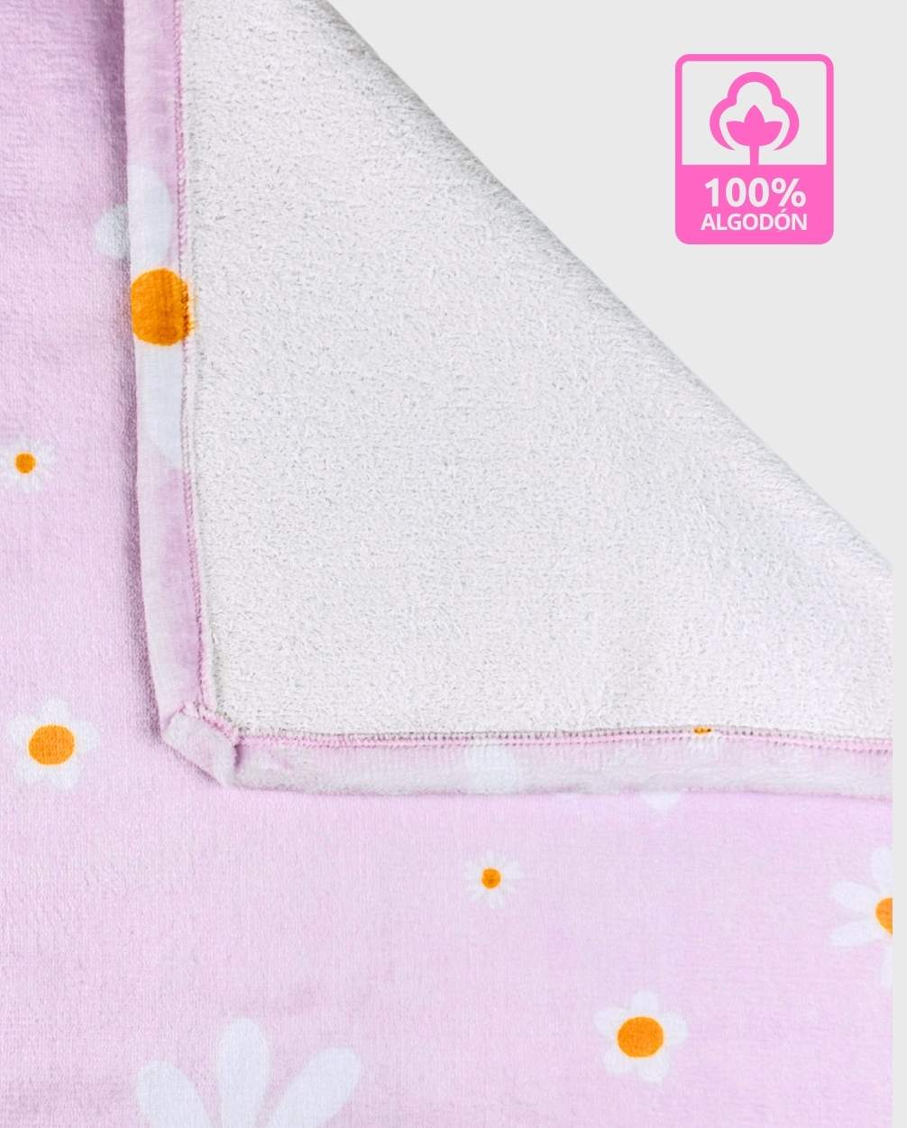 Toalla Con Capota Floral Rosa Algodon