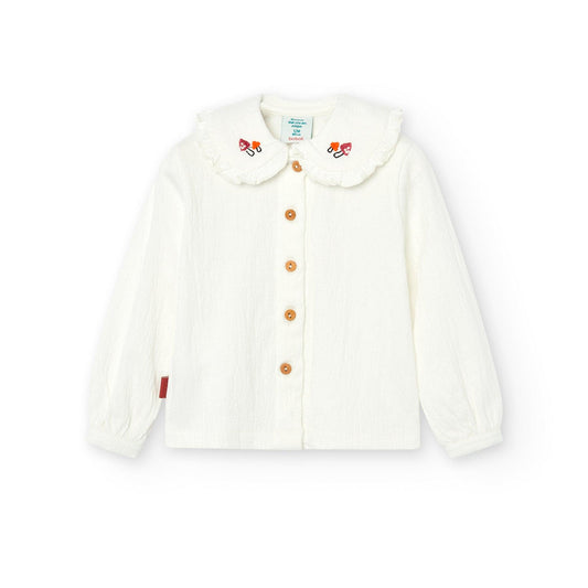 Camiseta Engomado Botones Blanco
