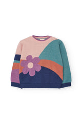 Vista frontal saco tricot combinado lila