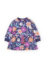 Vestido infantil Boboli estampado flores lila (vista frontal)