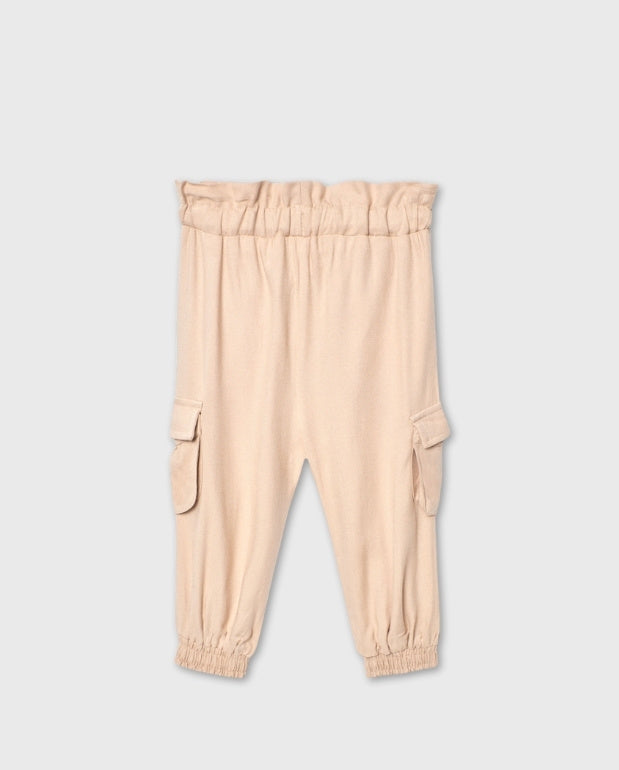 Pantalón Cargo Lino Beige Boboli Bolsillos 