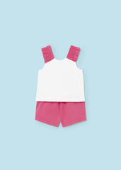 Conjunto 2 Piezas Short Moños Fucsia