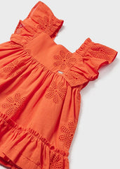 Vestido Bordado Volantes Naranja