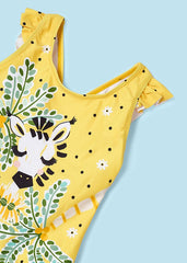 Vestido De Baño Enterizo Estampado Puntos Amarillo Mayoral Detalles