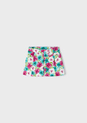 Short Prenses Estampado Flores Azul