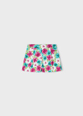 Short Prenses Estampado Flores Azul