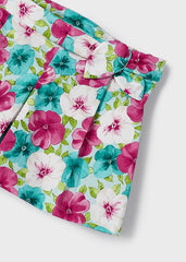 Short Prenses Estampado Flores Azul