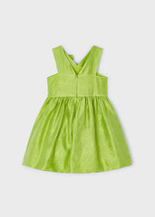 Vestido Lino Flores Relieve Verde Mayoral Cremallera