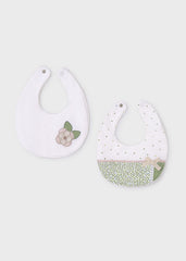 Set x2 Baberos Flor Bordado Verde