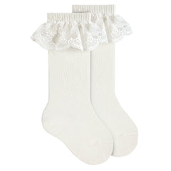 Medias alta española encaje blanco Cóndor