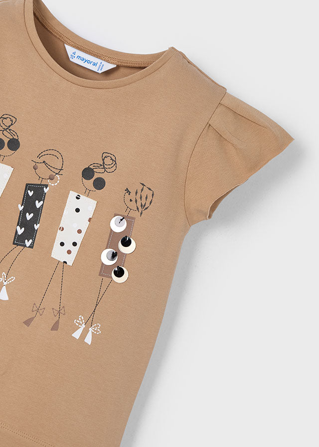 Blusa Bordado Muñecas Cafe Mayoral detalle