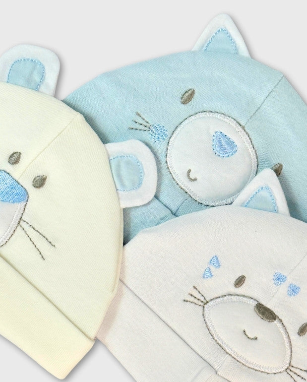 Set 3 Gorros Bebé Orejas Animales Niños