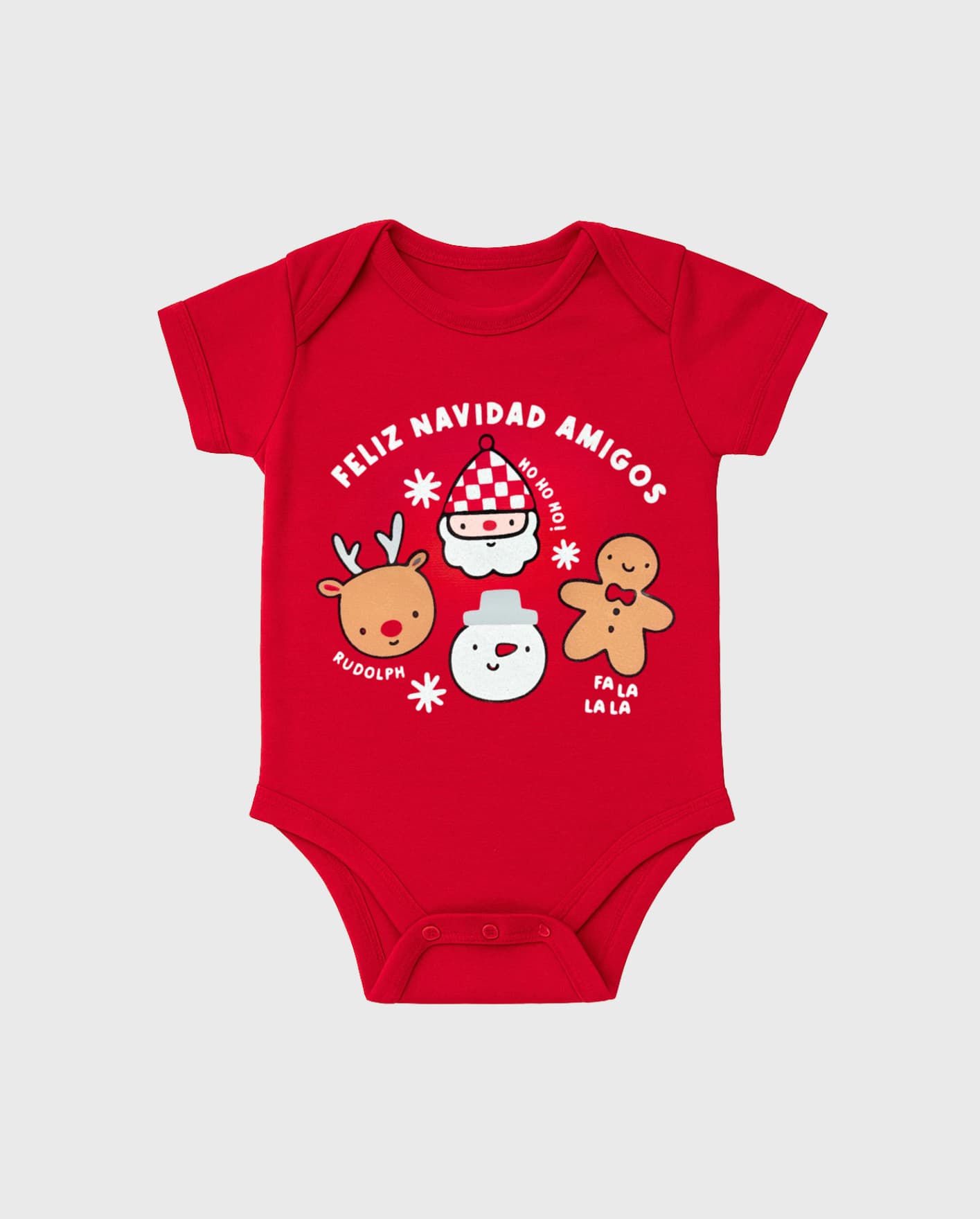 Body Manga Corta Amigos Navidad Rojo