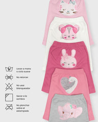 Set 5 Pantalón Bebé Niña  Bordado Surtidos Detalles