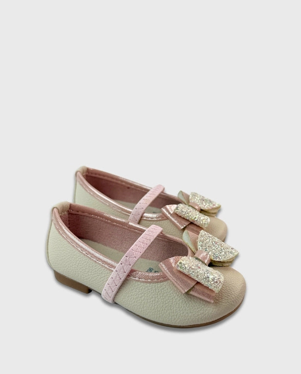 Baletas Moño Brillos Crema