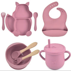 Set de Vajilla  Silicona Alimentación Ardilla Frambuesa