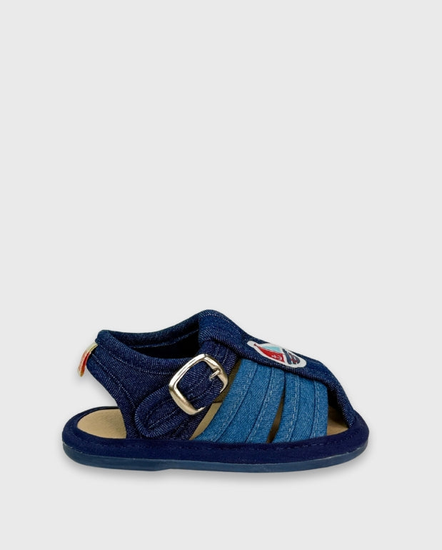 Sandalias Hebilla Denim Barco Huellitas Blue