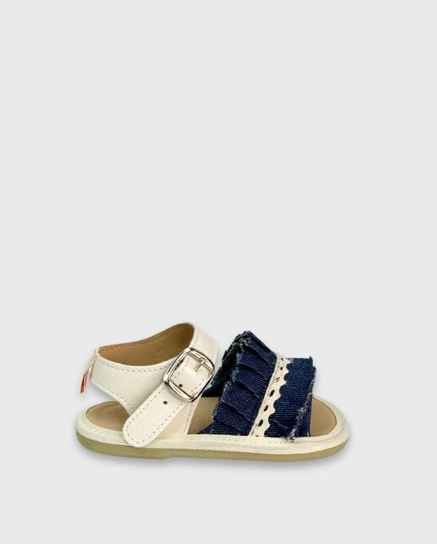 Sandalias Bebé Niña Pliegues Denim Melosos Moda