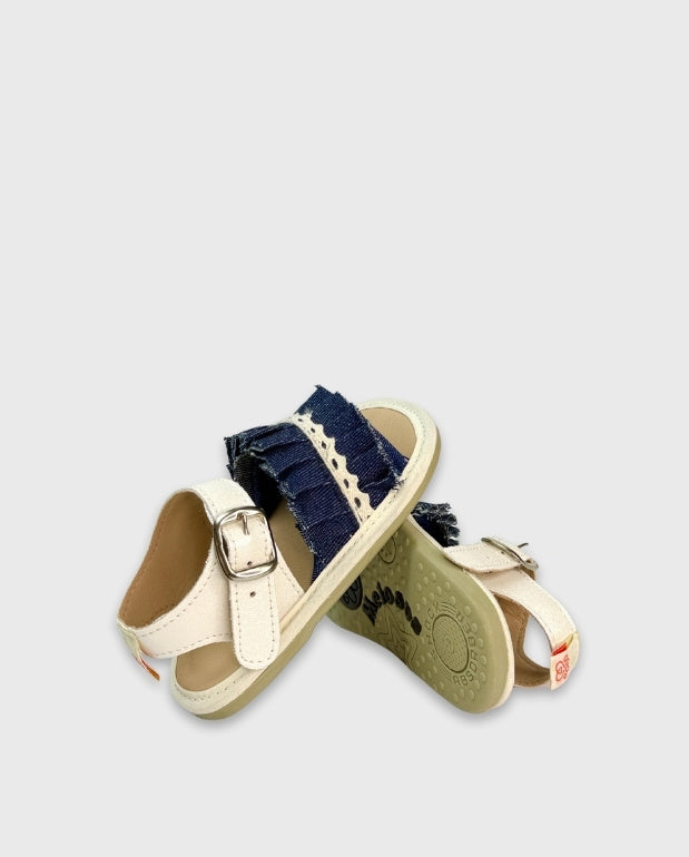 Sandalias Bebé Niña Pliegues Denim Melosos Estilo