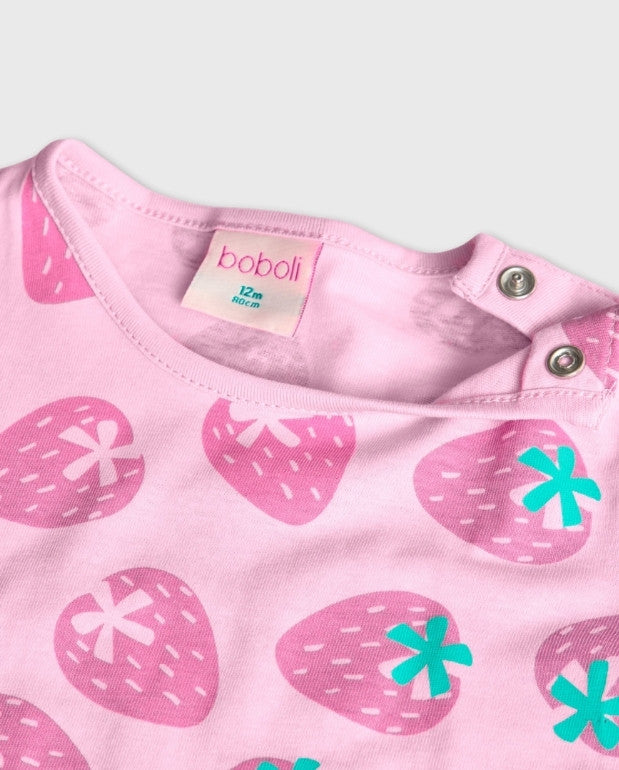 Blusa Fresas Lila Boboli Boton