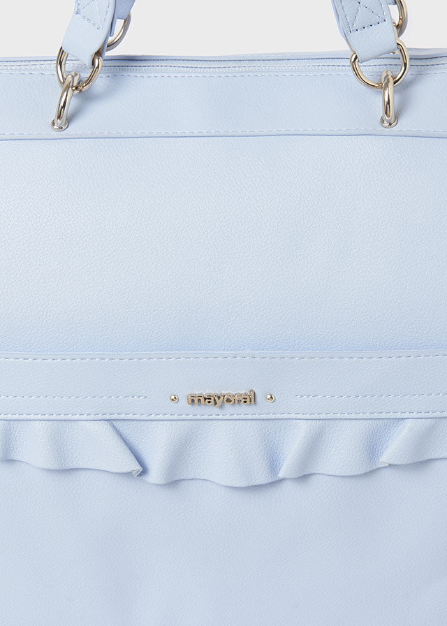 Bolso Pañalera Volantes Baby Blue Mayoral Detalles