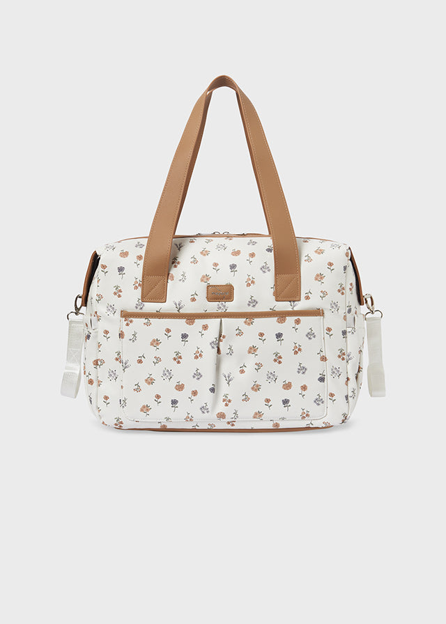 Bolso Pañalera Estampado Flores Blanco Mayoral Asas