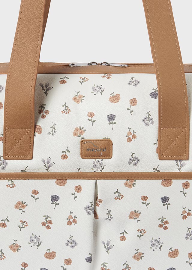 Bolso Pañalera Estampado Flores Blanco Mayoral Detalles