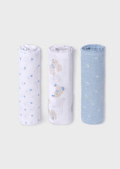 Set 3 Muselinas Conejo Rombos Azul Mayoral