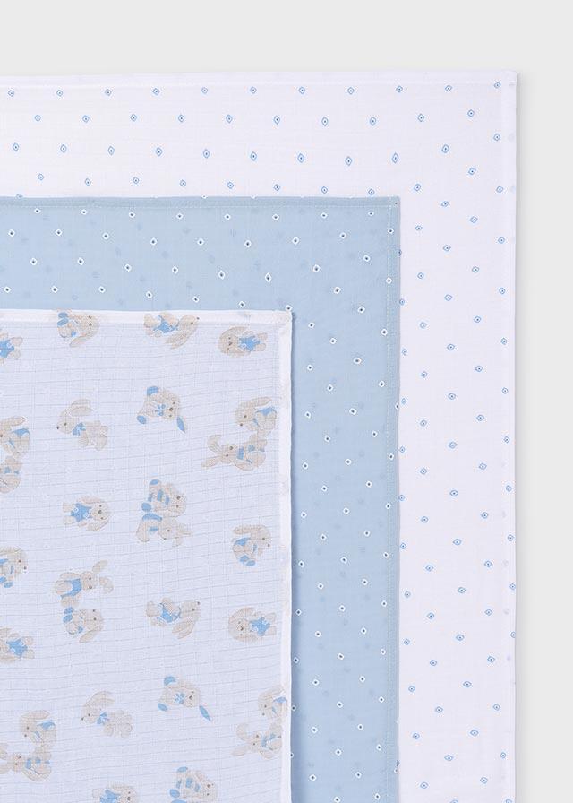 Set 3 Muselinas Conejo Rombos Azul Mayoral Estampado