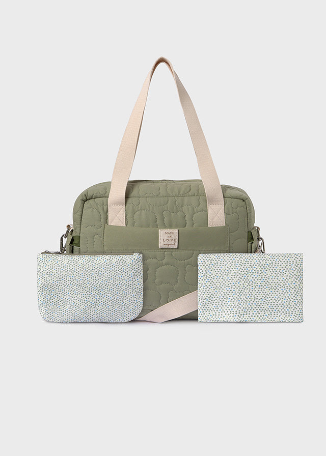 Bolso Pañalera Acolchado Osos Verde