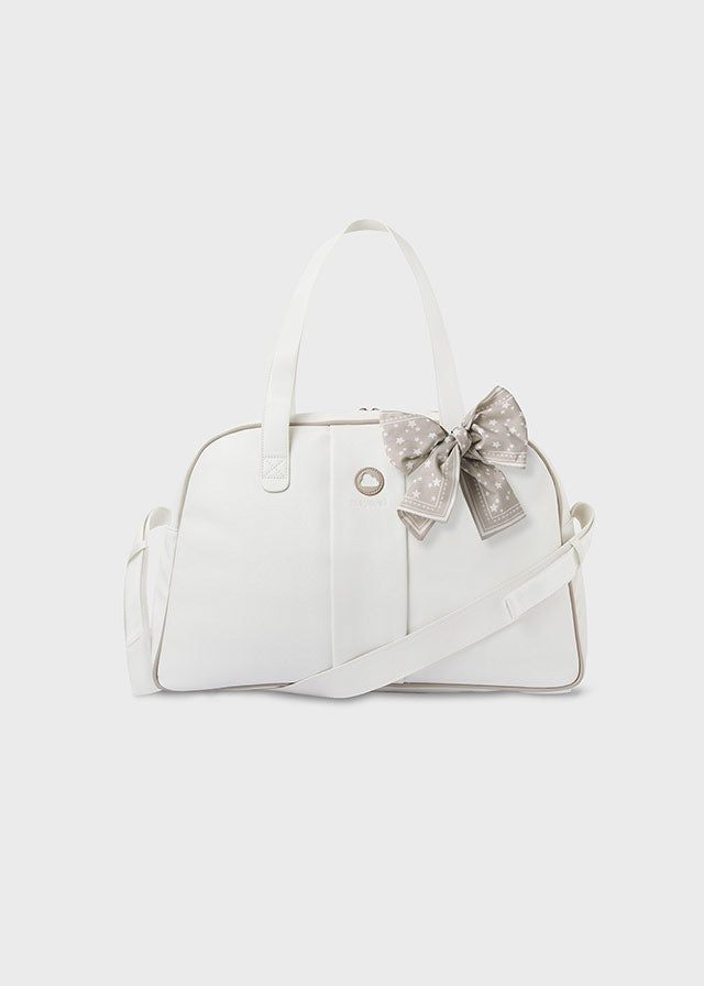 Bolso Pañalera Detalle Moño Blanco Mayoral