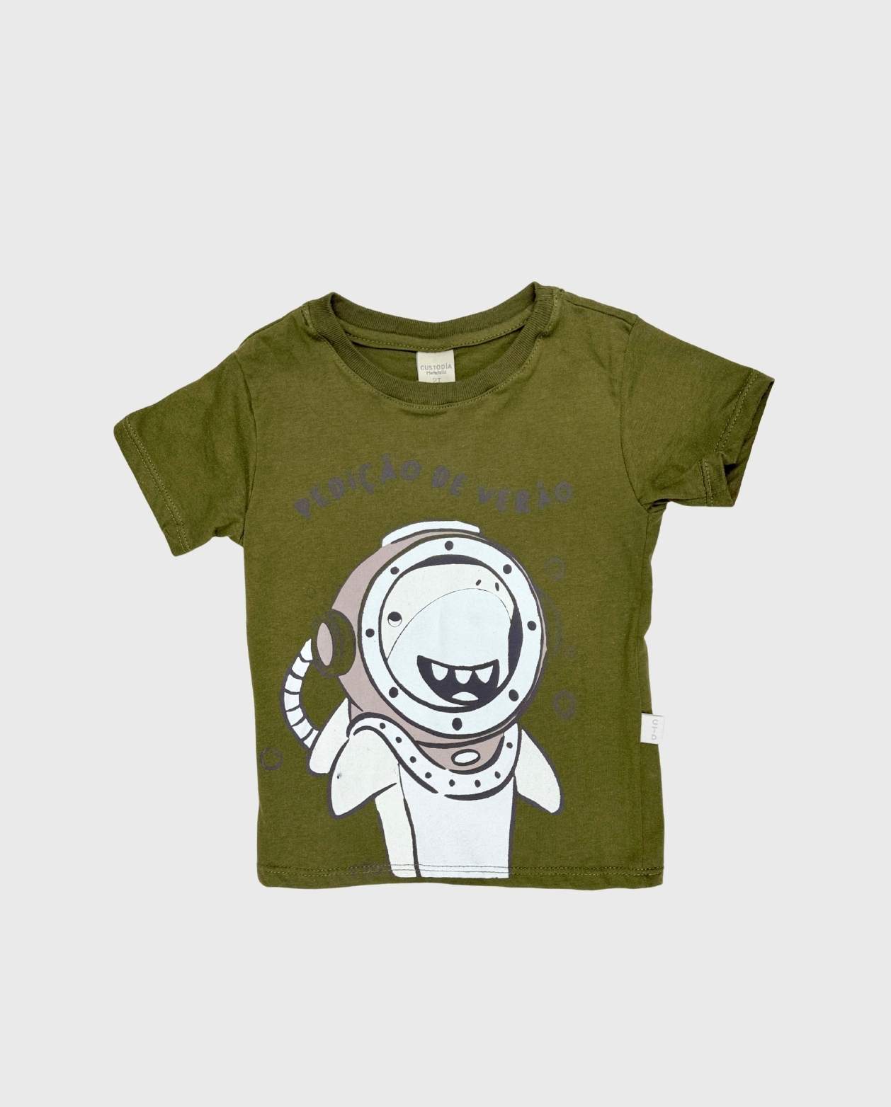Camiseta Para Niño Estampado Tiburón Verde