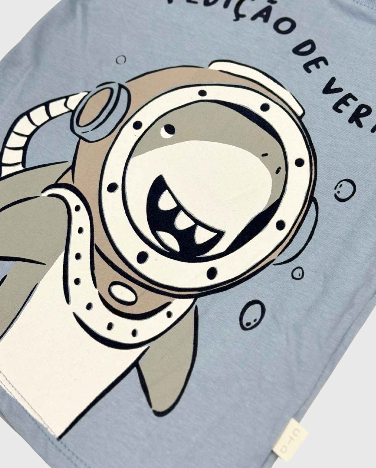 Camiseta Para Niño Estampado Tiburón Azul