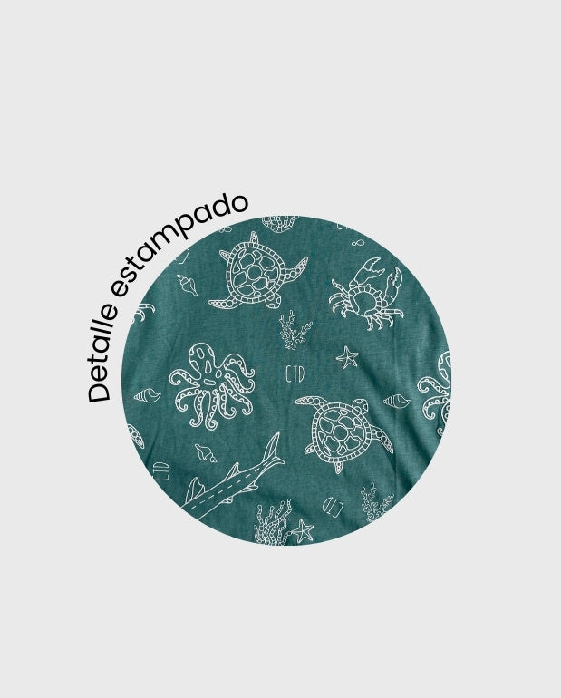 Camiseta Esqueleto Animales del Mar Detalle