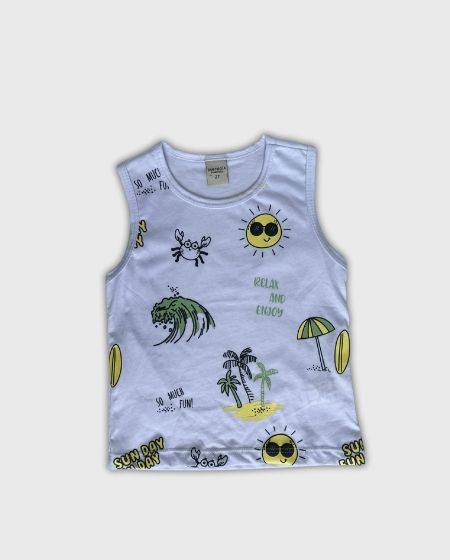 Camiseta Esqueleto Estampado Playa 