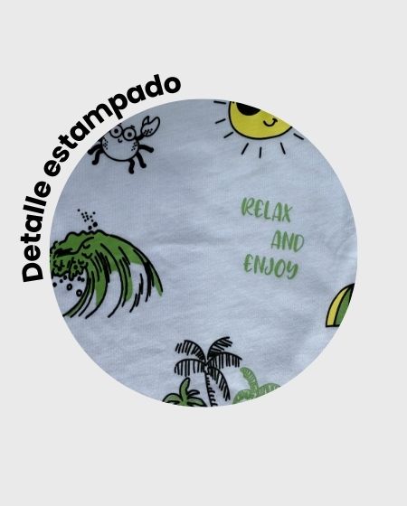 Camiseta Esqueleto Estampado Playa Detalle
