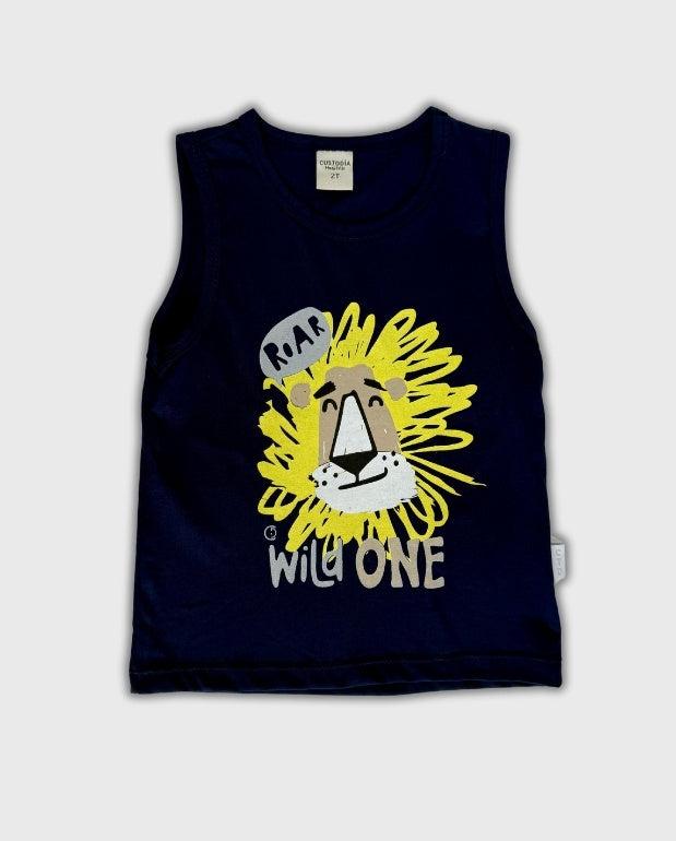 Camiseta Esqueleto Estampado Leon Blue