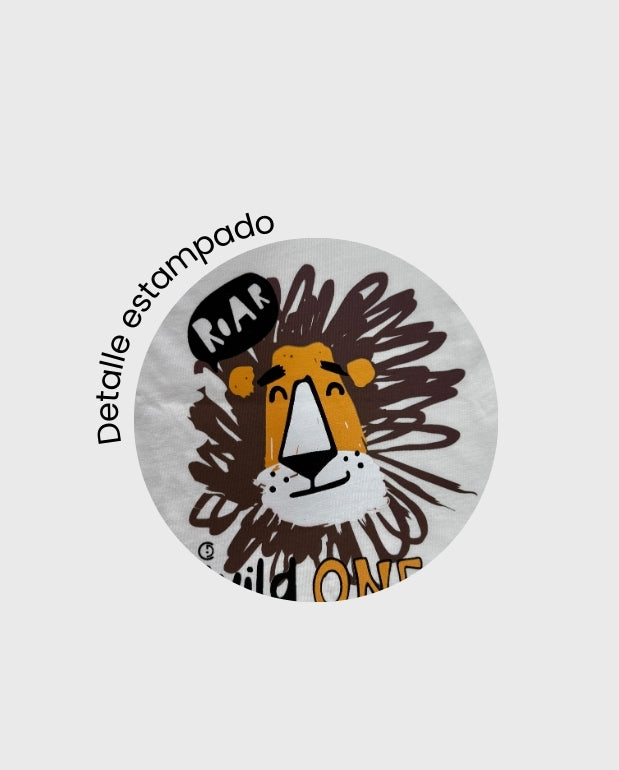 Camiseta Esqueleto Estampado Leon Detalle