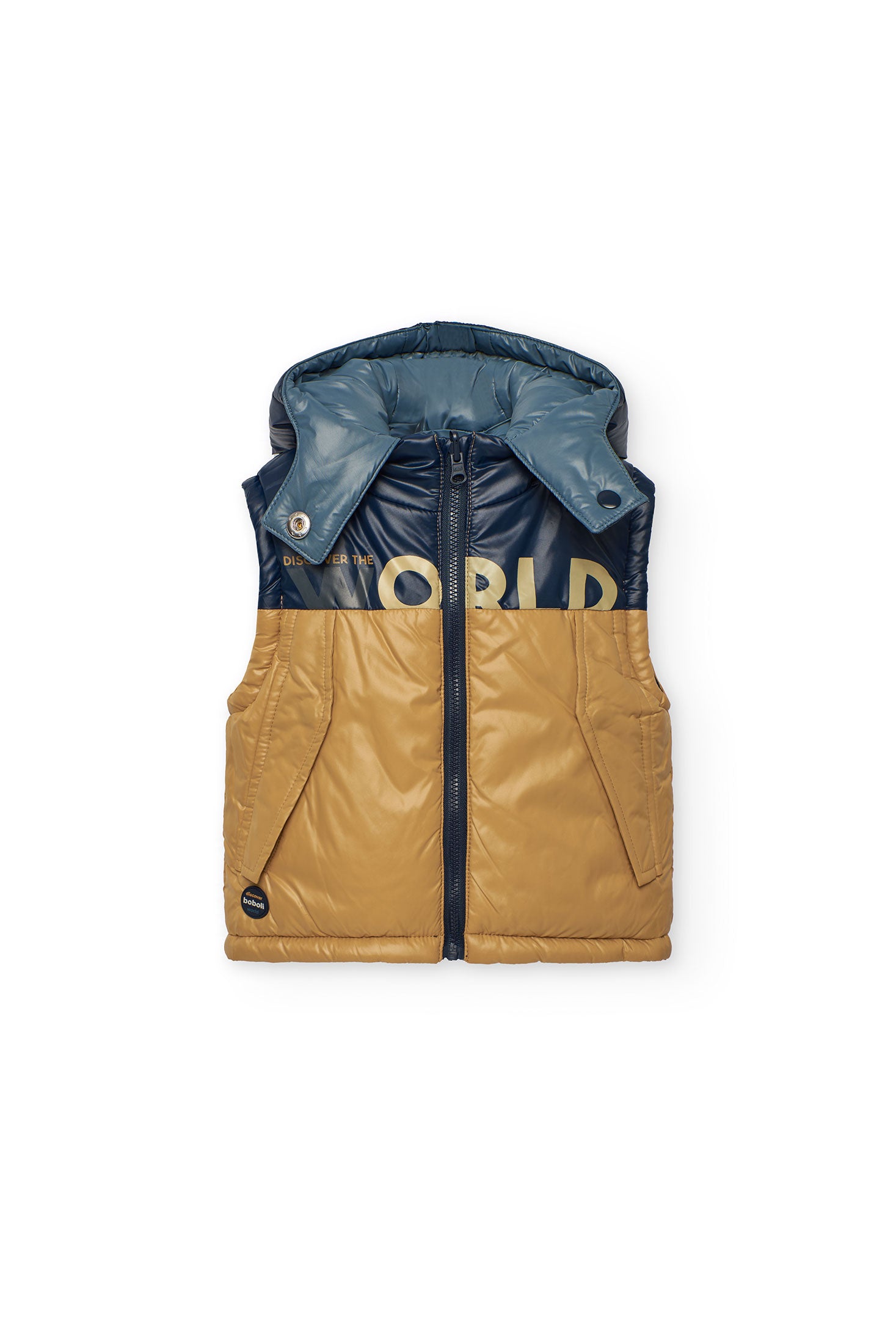 Vista frontal chaleco reversible con capucha Boboli