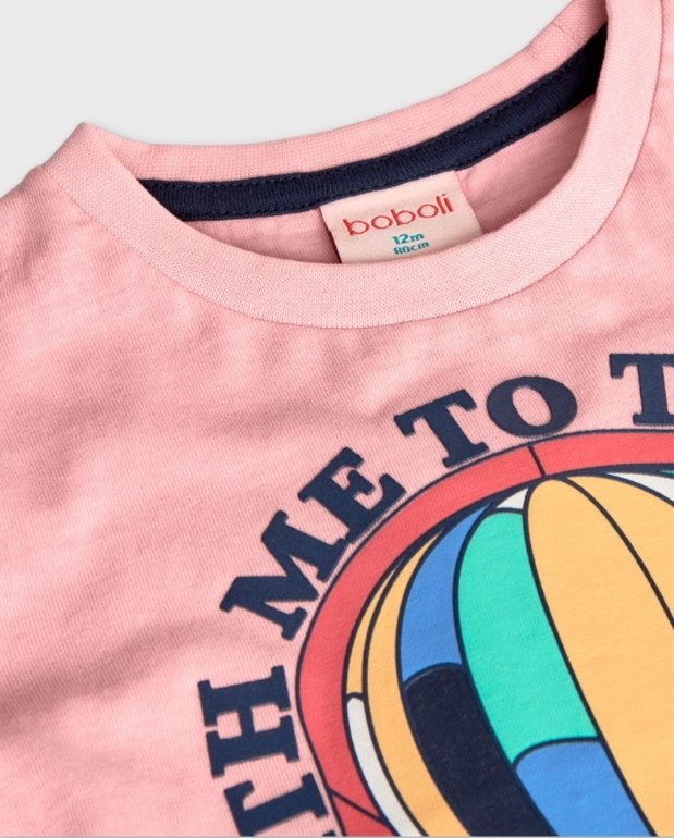 Conjunto Bermuda Estampado Rosa Boboli Detalle