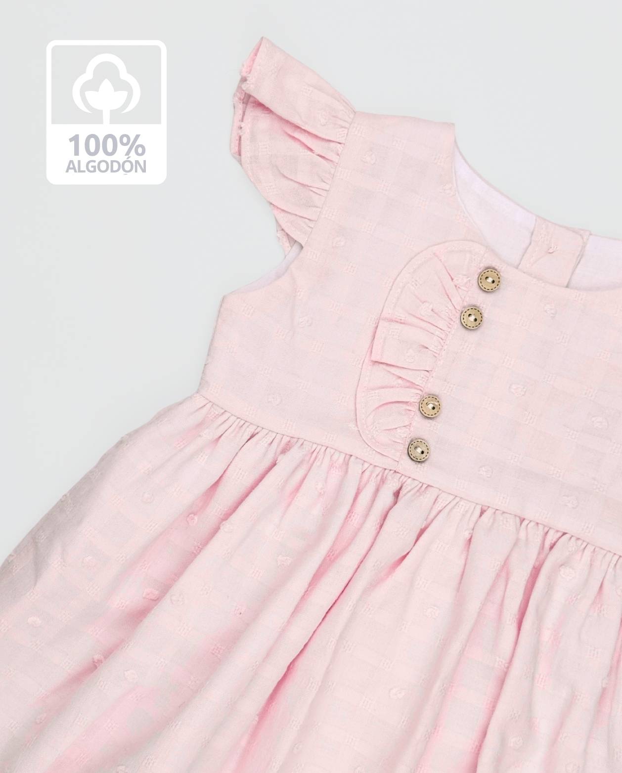 Vestido Plumeti Rosa Pastel Algodón