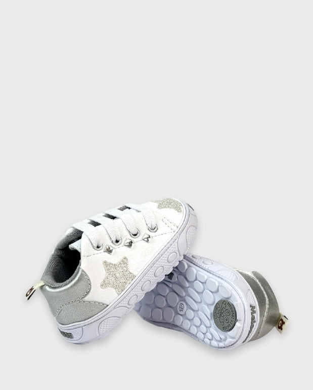 Tenis Cordones Estrellas Plata Melosos Moda