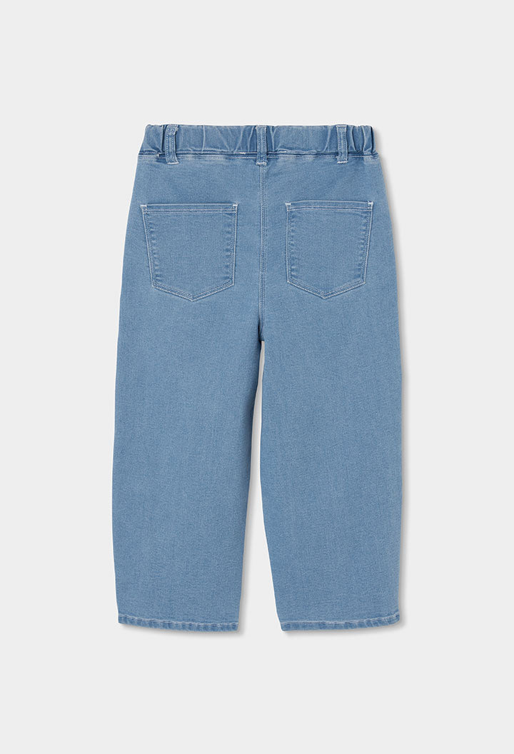 Pantalón Bordado Flores Denim Claro Boboli estilo