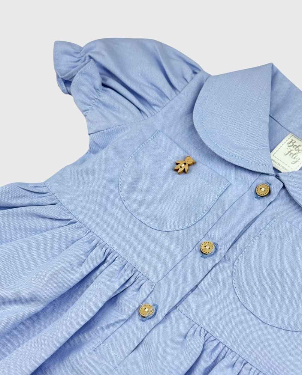 Vestido Cuello Osa Azul Detalle