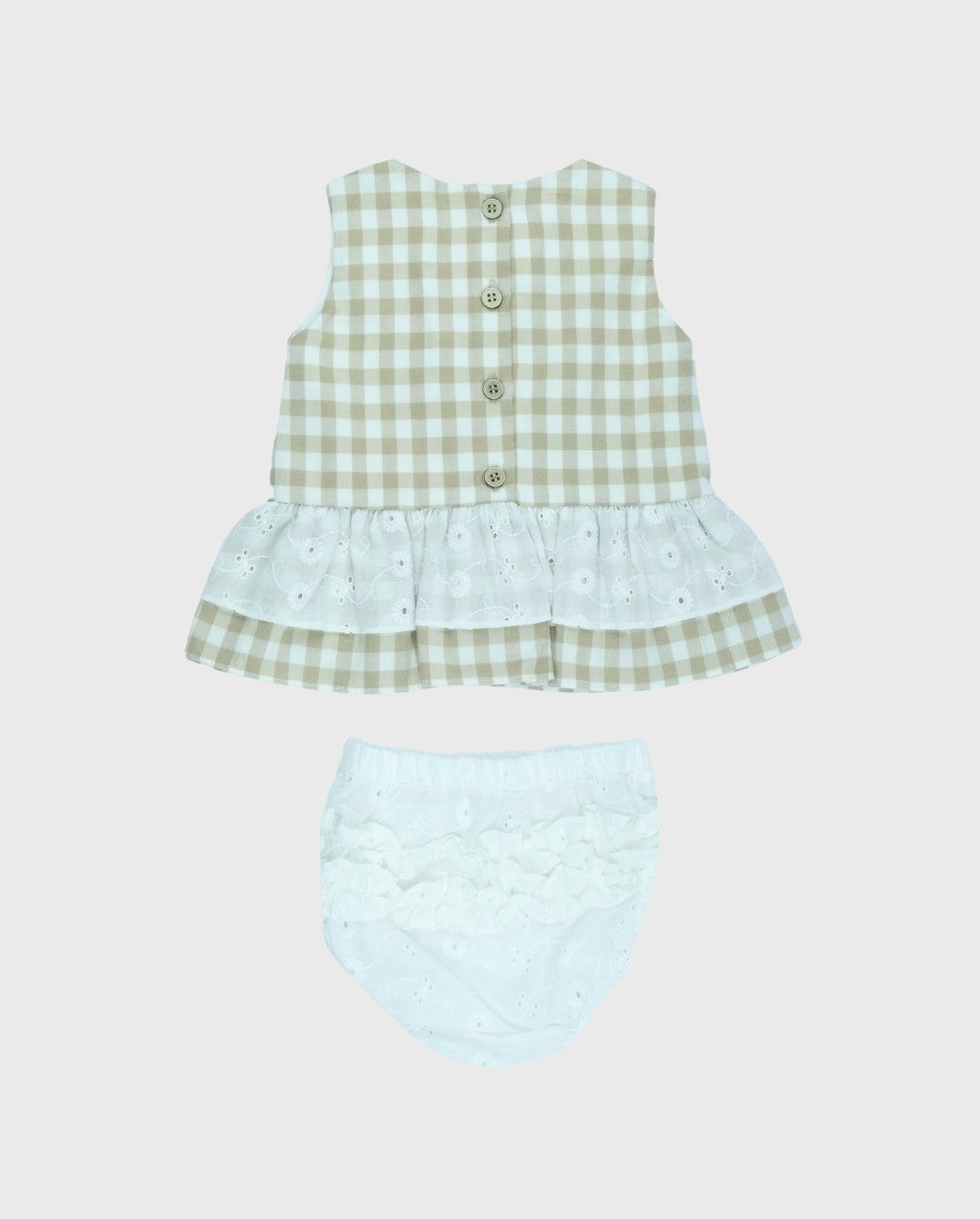 Conjunto Blusa Cuadros Detalle Ojalillo Girl