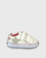 Tenis Velcro Brillo Estrella Blanco Melosos Niña