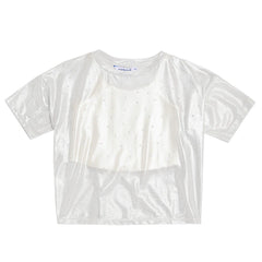 Blusa Crop Top Con Malla Blanco