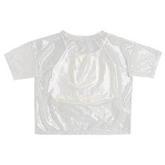 Blusa Crop Top Con Malla Blanco