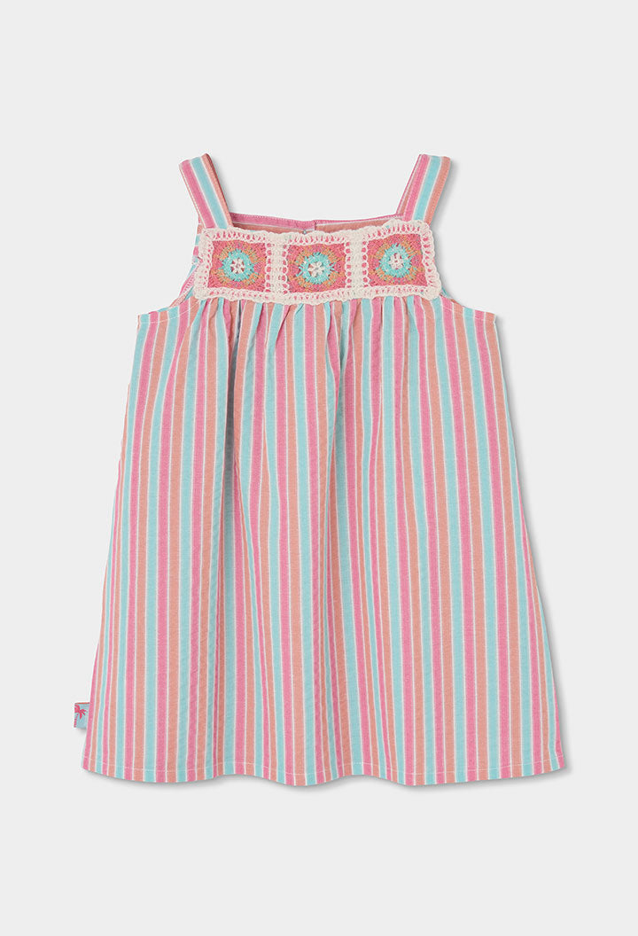 Vestido Bordado Rayas Rosa Boboli ESTILO