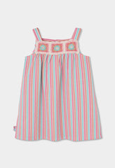 Vestido Bordado Rayas Rosa Boboli ESTILO